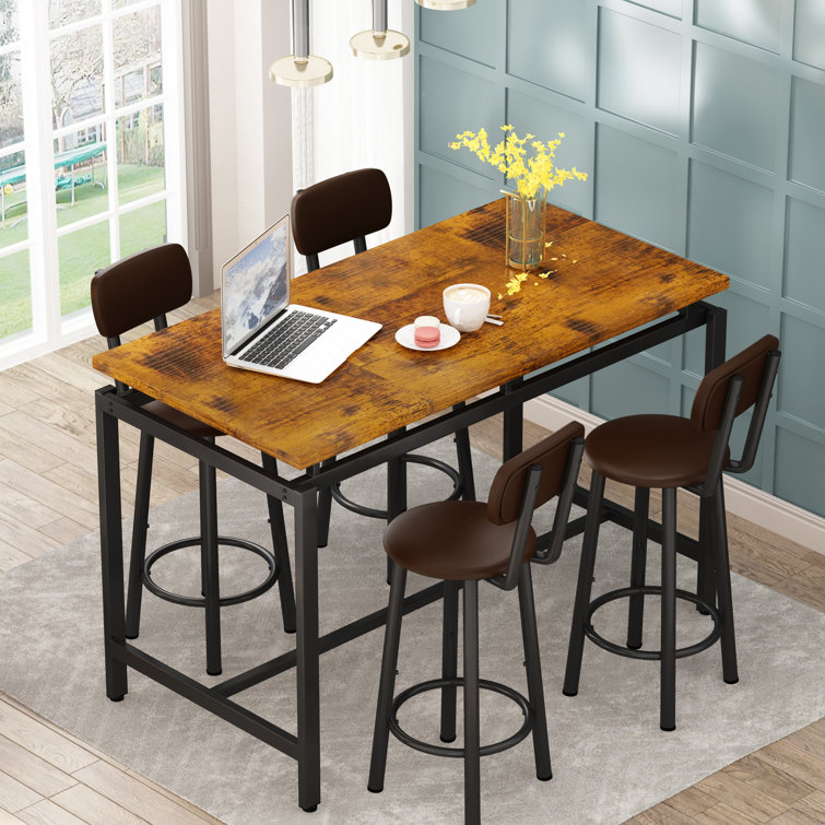 17 Stories Industrial 5 Piece Bar Table And Chair Set For 4